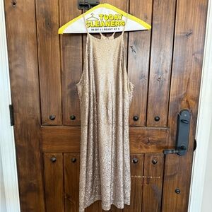 Halston Heritage Beige Sequin Dress